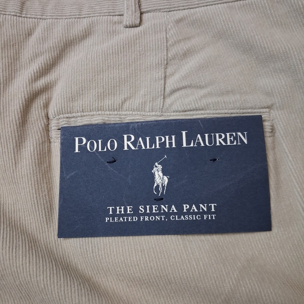 Polo Ralph Lauren Siena Corduroy Pants Mens 36x31 Pleated Cuffed Cotton Preppy - Picture 12 of 16